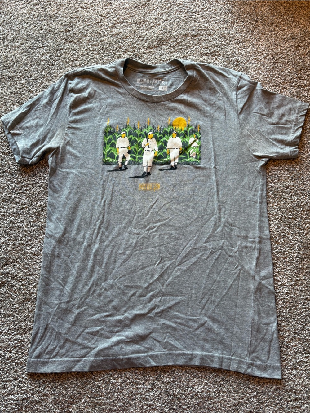 Gray Graphic Tee with Cornfield Print - Men